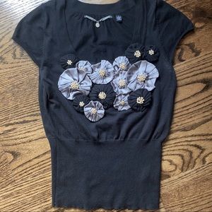 Like New Knitted & Knotted Anthro Desert Rose Stretch Sweater, S